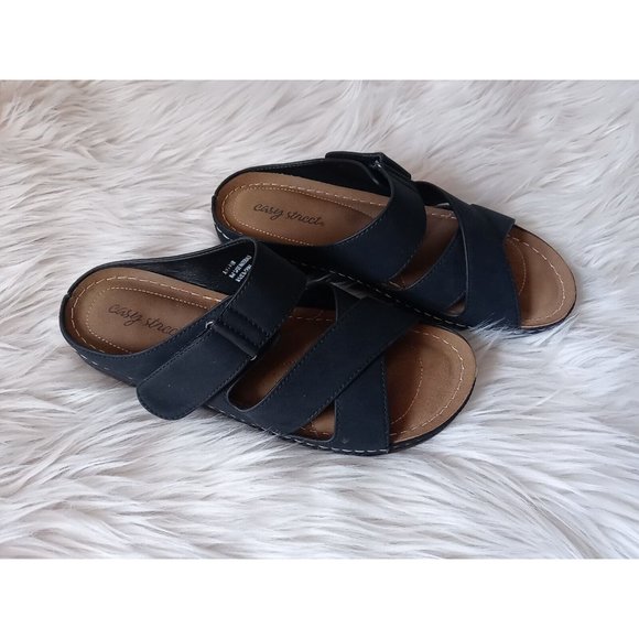 Easy Street Slip In Sandals Color Navy Blue Size 9 1/2 W Model ANNA Style - Picture 10 of 16